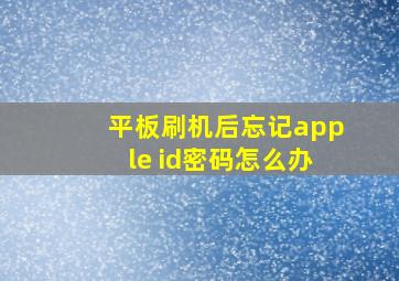 平板刷机后忘记apple id密码怎么办